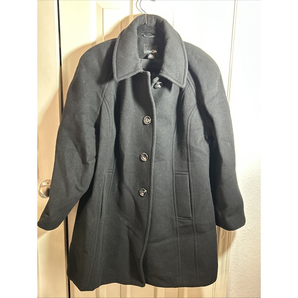 East 5th Women's Black Button Pea Coat Size 1X Wool Blend